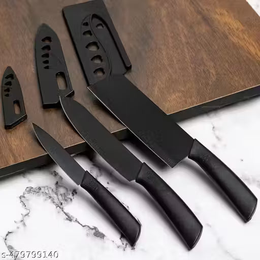 3 Pc Stainless Steel Knife Set High Carbon SS Ultra Sharp Butcher, Meat, Pairing, Vegetable Knife for Kitchen