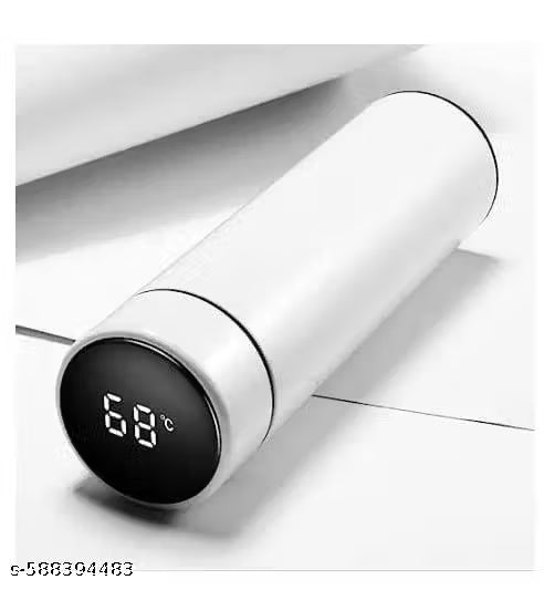 Water Bottle Stainless Steel Led Temperature Display 500 ml Bottle White