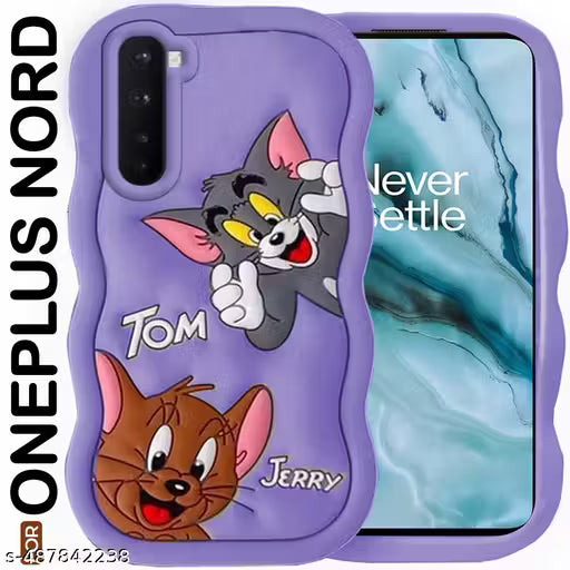 AESTMO Tom and Jerry Cartoon Design Back Cover for OnePlus Nord | Cute 3D Soft Silicone | Full Body Protection | Camera Protection Back Cover for OnePlus Nord (Purple)