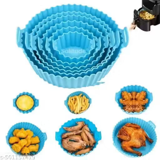 6 pcs. Fryer Pot Liners | Non-Stick Heat-Resistant Basket Baking Trays | Airfryer Oven Accessories | Dishwasher Safe | Multicolor | (Pack of 1)