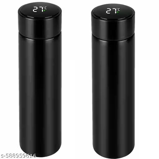 Stainless Steel Sports Water Bottle with Insulated Thermos Bottle with LED Temperature Display Perfect for Hot and Cold Drinks Water Bottles for School Office Travel (2 Pcs)