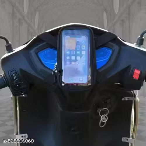 Bikeerz Mobile Holder Pouch for All Scooty Scooters. Rain Resistant Zip Scooty Pouch-P1 Bike Mobile Black Holder