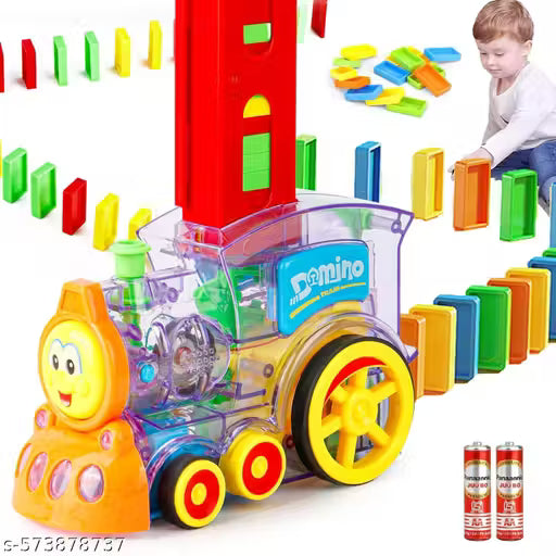 The Flyers Bay Domino Train Toy, 40 Pieces Domino Blocks Set for Kids Educational Game Play Set with Light & Sound Stacking Toy Block Set for 3-7 Year Old Toys for Boys Girls