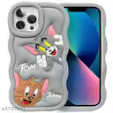 DREAMWINGS Tom Jerry Silicone Cute 3D Cartoon Back Cover for iPhone 16 Pro| Soft Flexible Shock Proof Protective case Compatible for iPhone 16 Pro (Multi color)