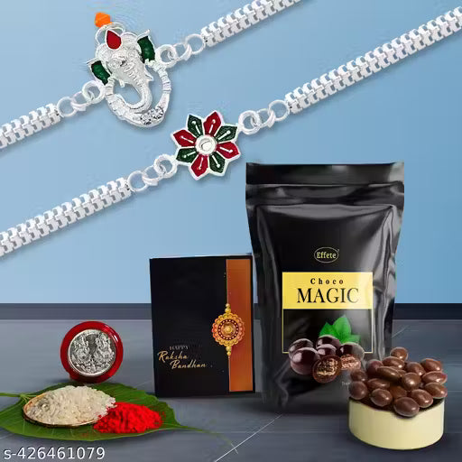 Effete Rakhi Combo for Brother with Choco Magic(45-GM),Rakhi with Gift|Rakhi Gift set | Designer Rakhi | Rakhi for Brother/Sister |K2_A25+A26_SP