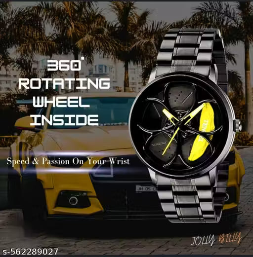 Gyro Car Wheel Watch, Wrist Watch, Racing Watch" yellow/black"