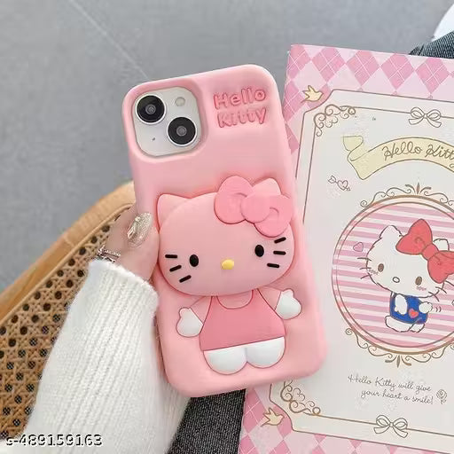 Elevate 3D Cute Cartoon Design with Precise Camera Cuts and shockproof Back Case Cover Compatible for i-Phone 14 - Kityy