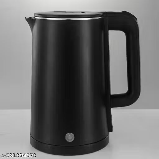 WDS Elegant Electric Kettle | 1.5L Double Layered Kettle | Stainless Steel Inner Body | Quick Boil Water Boiler | Hot Water Kettle For Making Black Tea & Black Coffee | Auto Shut Off (Black)