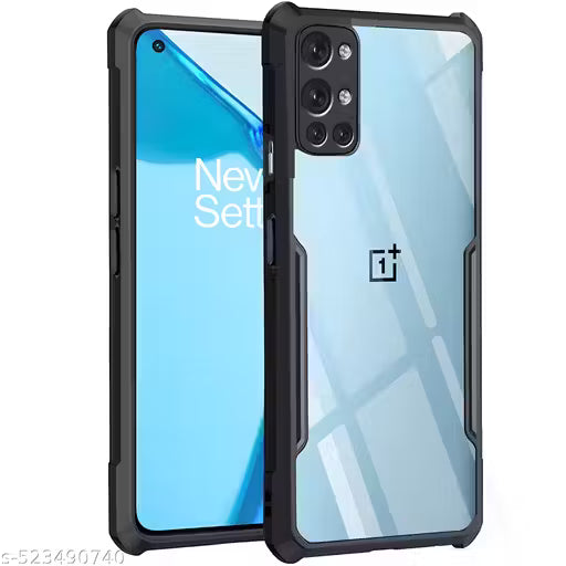 GOLKI COVERS Shock Proof Clear Protective Back Case for OnePlus 9R - AirEDGE Technology | 360 Degree Camera Protection | Transparent Hybrid Back Case Mobile Cover - Black