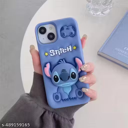 Elevate 3D Cute Cartoon Design with Precise Camera Cuts and shockproof Back Case Cover Compatible for i-Phone 14 - Stitch