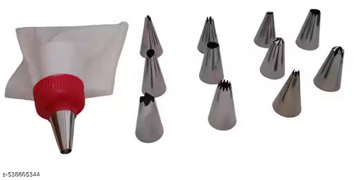 12 Piece Cake Decorating Set Frosting Icing Piping Bag Tips with Steel nozzles. Reusable & Washable.