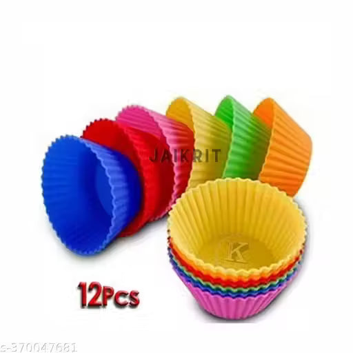 OPERA OVERSES Set of 12 silicone muffin mold cases cup Multicolor colors cake mold for making Muffins /Cupcake / Jelly / Cake