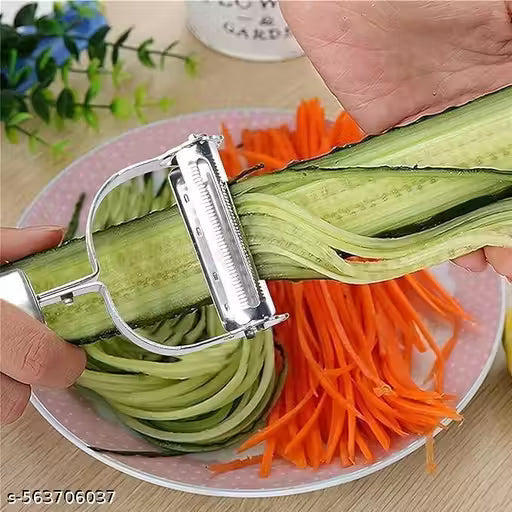 2 in 1 Stainless Steel Julienne & Vegetable Peeler – Dual‑Blade Slicer, Ergonomic Hand Grip, Kitchen Gadget