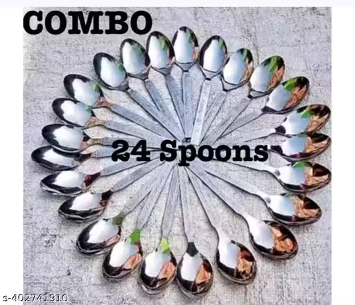 Premium Quality Stainless Steel Spoons, Set of 24, PCS, (16cm L), great utility, >Combo offer contains 24 pc stainless steel spoons. >Spoons made from Food Grade High Quality Stainless Steel