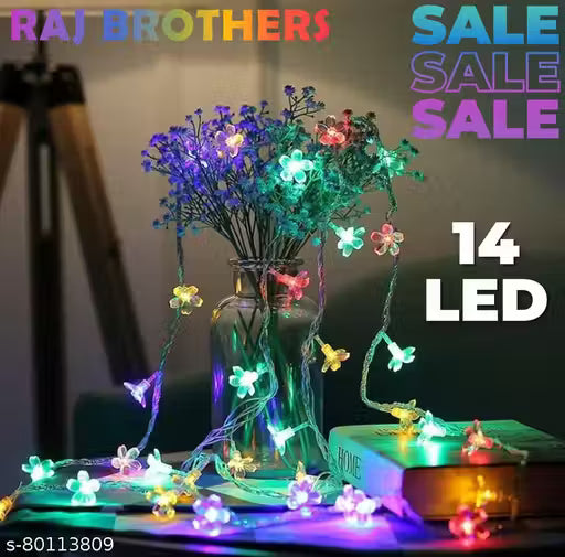 Fancy Silicon Flower Rice Lights 14 Led Decorative Lights For Diwali Christmas Birthday Anniversary And Home Decoration