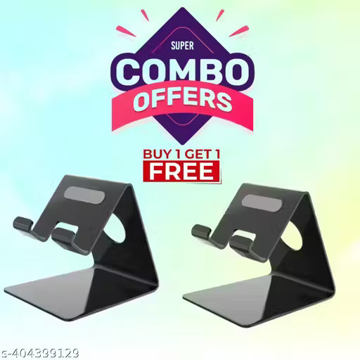 PVX1 Mobile Phone Stand | Mobile Holder | Phone Stand for Video Call, Table to Watch Movies, Study, Kitchen, Office, and Kids | Anti-Skid Rubber Protection | Ideal for iPhone, iPad, and Smartphones.Black (Pack of 2)