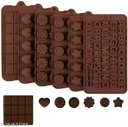 MoldBerry Silicone Chocolate Molds Heart,Letter, Break Apart, Star Shape Candy Molds with for Valentine Chocolate Gummy Hard & Soft Candies (Pack of 4)
