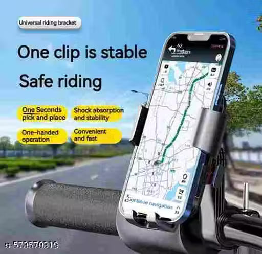 BIKE MOBILE HOLDER BY ALKINE XY-088 | ANTI -SHAKE GRIP, 360° ROTATION, ONE-TOUCH LOCK - BLACK