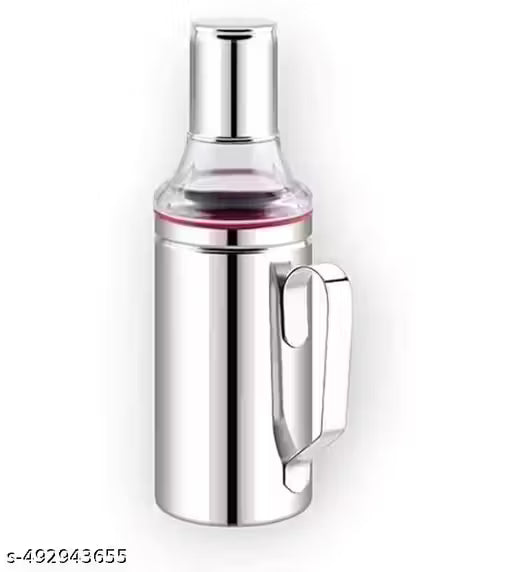 Stainless Steel Nozzle Oil Dispenser 1 Litre | Oil Container | Oil Pourer | Oil Pot | | Oil Can| Oil Bottle with Handle Set of 1 pcs (1000ml ) Silver