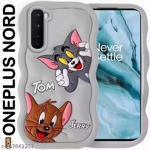 AESTMO Tom and Jerry Cartoon Design Back Cover for OnePlus Nord | Cute 3D Soft Silicone | Full Body Protection | Camera Protection Back Cover for OnePlus Nord (Grey)
