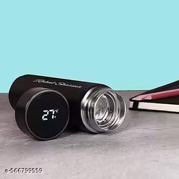 Smart LED Temperature Display Water Bottle – 500ml Stainless Steel Thermos Flask (Black)