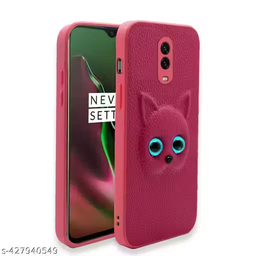 Reyan@ OnePlus 7 Back Case Cover for Girls | Animal Cat 3D Eye Effect | 360 Degree Protection | Soft Feeling TPU | Case Cover for OnePlus 7 - (Animal--Pink)