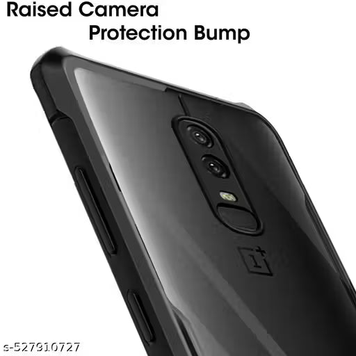 GOLKI COVERS Shock Proof Clear Protective Back Case for Oneplus 6 - AirEDGE Technology | 360 Degree Camera Protection | Transparent Hybrid Back Case Mobile Cover - Black