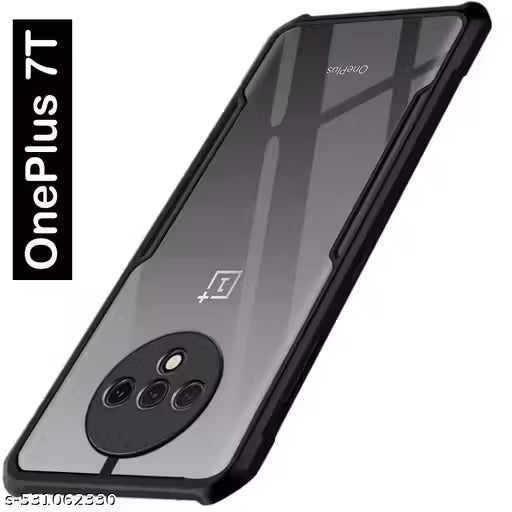 Shockproof Crystal Clear Back Cover Case for OnePlus 7T | 360 Degree Protection | Protective Design | Transparent Back (PC & TPU | Black Bumper)