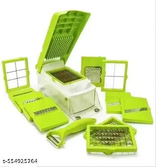 all-in-1 vegetable Slicer 12 in 1 Multipurpose Chopper, Fruits & Vegetable Cutters, Grater Peeler Chipser, for Kitchen, Unbreakable Food Grade Body, Easy Push