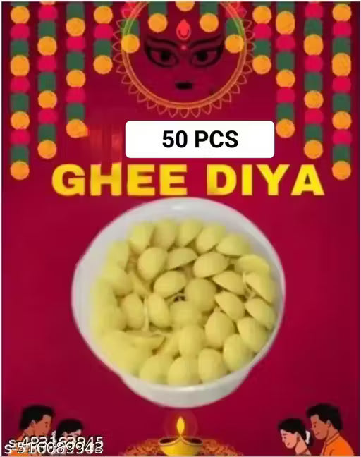 trendy Pure Ghee Diya Batti 50 pcs For Home & Office Puja. Added Cotton Batti with Cow Ghee.