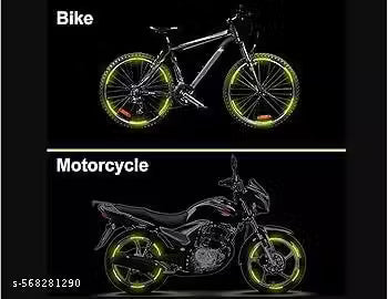 20pcs 3D Reflective Wheel Tire Rim Stripe Sticker Tape for Car Motorcycle Cycling Bike Bicycle Night Safety Decals Universal Anti-Scratch Green Reflective Rim Radium Stickers, 20 Stripes