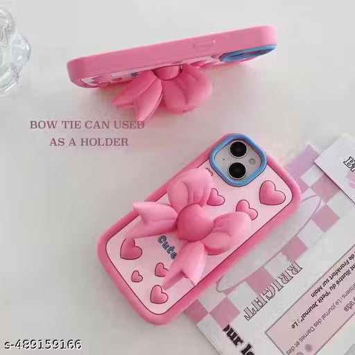 Elevate 3D Cute Cartoon Design with Precise Camera Cuts and shockproof Back Case Cover Compatible for i-Phone 14 - Bow