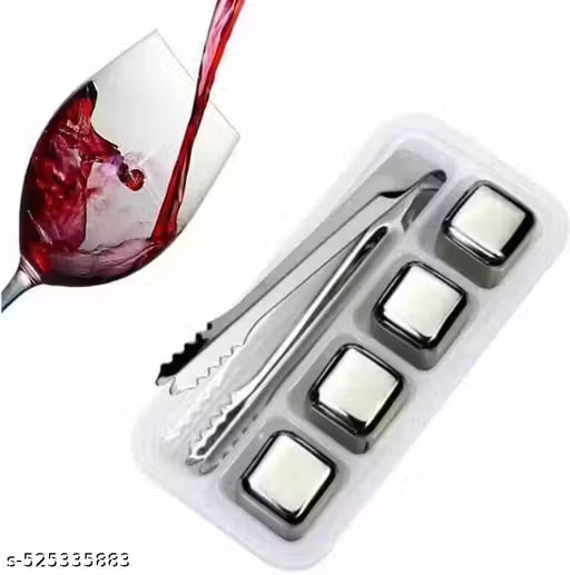 Stainless Steel Whiskeys Stones Ice Cubes with Tongs & Container - Food Grade Quick-Frozen Ice for Wine - Metal Ice Cubes for Chilling Red Wine