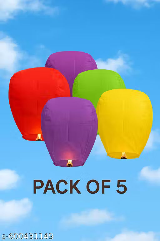 Hot air balloon for diwali Celebration/Parachute For diwali/Sky Lanterns For Diwali/Flying Sky light For Diwali/Sky lanterns Multicolour Hot Air Balloon/(QTY-5) MULTICOLOUR