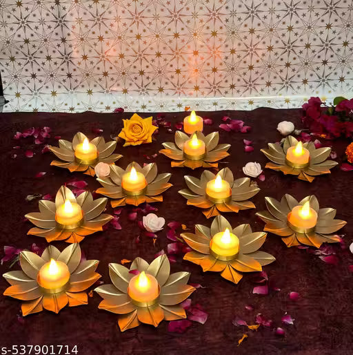 Decorative Metal Tea Light Candle Holder for Home Decor & Diwali Decoration Items 10 piece
