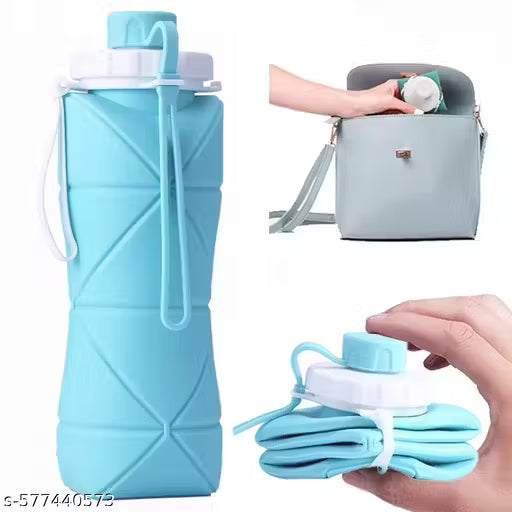 Trendy Folding Silicone Water Bottle Sports Water Bottle Outdoor Travel Portable Water Cup Running Riding Camping Hiking Kettle - 600 ML