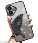 Creativo Designed for Apple iPhone 16 Cover with Luxury Glitter Cute Butterfly Plating Design Aesthetic Women Teen Girls Back Cover Case (Multi color)