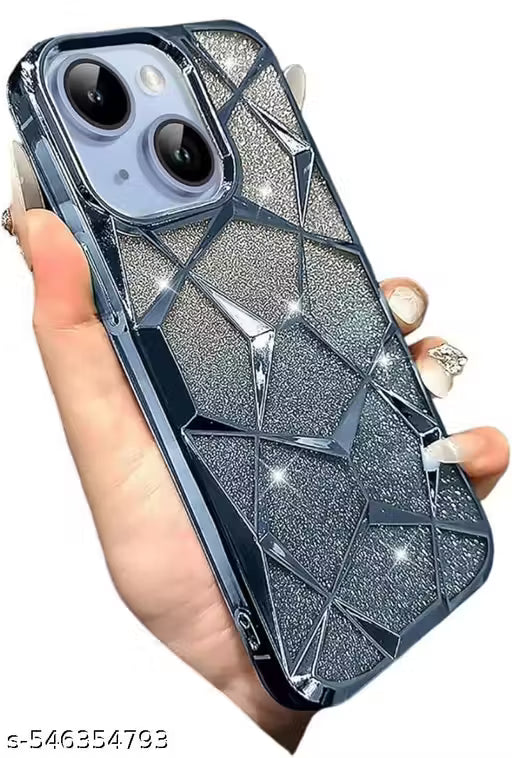 BHAAVYA Iphone 15 Luxury Glitter 3D Cube Case Gradient Plating Bling Soft Shockproof Back Cover for Iphone 15 (multiple color)