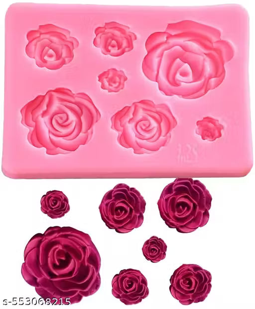 7 Rose Silicone Mold,Small Soap Clay Fimo Chocolate Sugarcraft Baking Tool Diy Cake Silicone Mold For Baby Shower Party Birthday Party Cake Decoration(Small Rose),8.3 x 6 x 1 Centimeters
