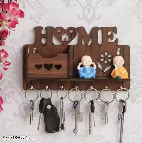 WALL DECOR MOBILE HOLDER WITH KEY HOLDER AND CHARGING POINT