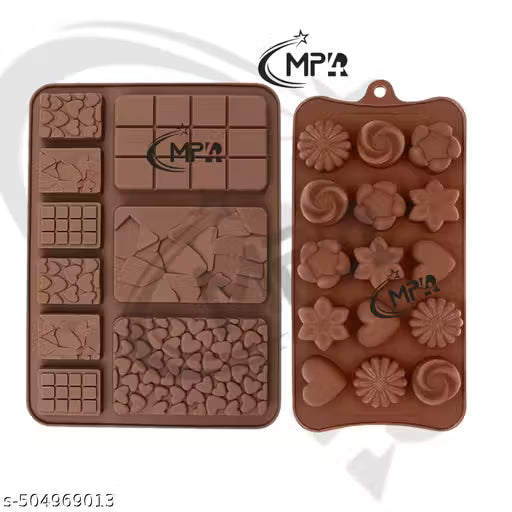 MPR4, Chocolate moulds,Silicone Material For Shaping The Jelly mould, Candy mould, Chocolate Making ,Chocolate Biscuit Waffle Shape Rectangle Mould Silicone Molds (Pack Of 2)