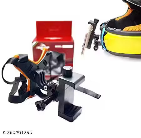 Helmet Chin Strap Mount Bike Helmet Holder with Mobile Clip & Screw Adjustable Strap Chin Mount for Go pro Hero Series, Smartphone & Other Action Cameras