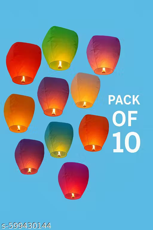 Hot air balloon for diwali Celebration/Parachute For diwali/Sky Lanterns For Diwali/Flying Sky light For Diwali/Sky lanterns Multicolour Hot Air Balloon/(QTY-10) MULTICOLOUR