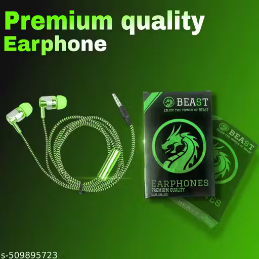 Wired headphones & earphone pack of 1pc (Green) Green earphone with Classic look