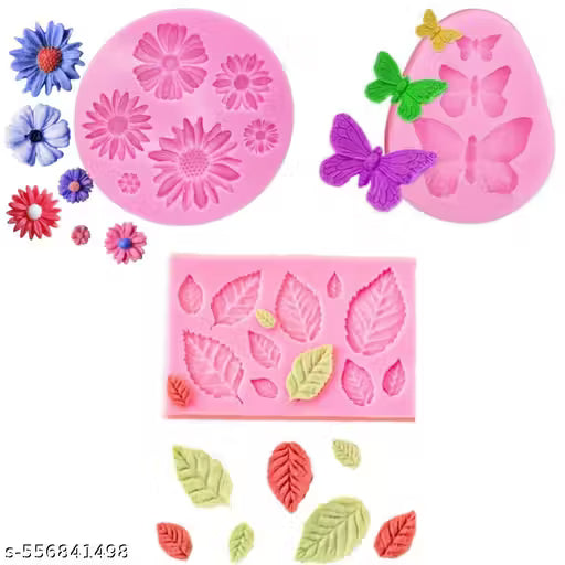 3pc Daisy Butterfly & Leaves Silicone Candle Moulds for Candle Making Soap Candle Mini Wax Melts Home Decoration 3D Different Size Flower Silicone Cake Moulds Cookie Muffin Soap