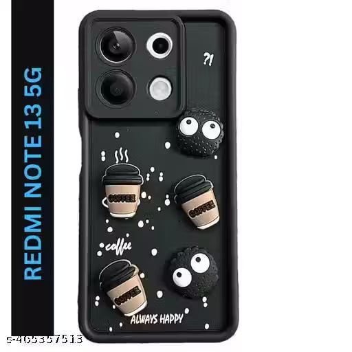 TFC Back Case Cover Compatible for REDMI NOTE 13 5G Cute Fun Cartoon 3D Ball Coffee Silicone Case | Body Protection | Camera Protection | Shock Proof | Color black |