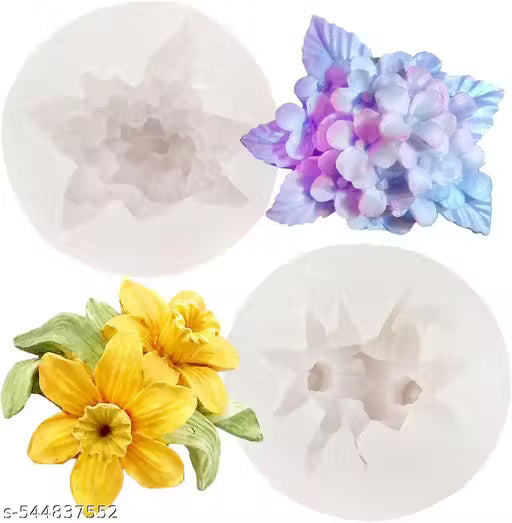 2 Pack Flower Candle Molds 3D Lily Lilac Flowers for Candle Making wax Waxmelts Aromatherapy Scented Home Decor Candles Resin Casting Soy Wax Handmade Soap Crafts Fondant Cake Decoration