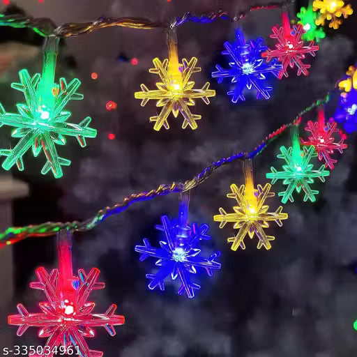 Snow Flake Multicolor 14 LED 9 Feet LED String Fairy Light Series for Diwali, Christmas Festival Decoration Indoor Outdoor Decor Light (Pack of 1, 3 Meter)